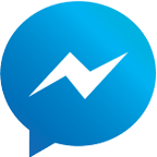 Icona dell'app Messenger: fumetto blu con fulmine bianco.