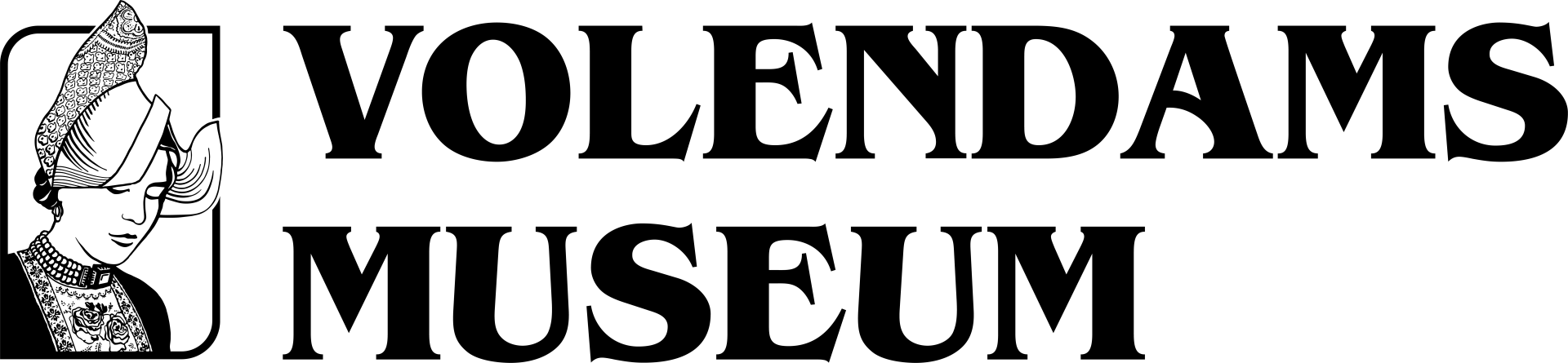 Een zwart-wit logo voor volendams museum