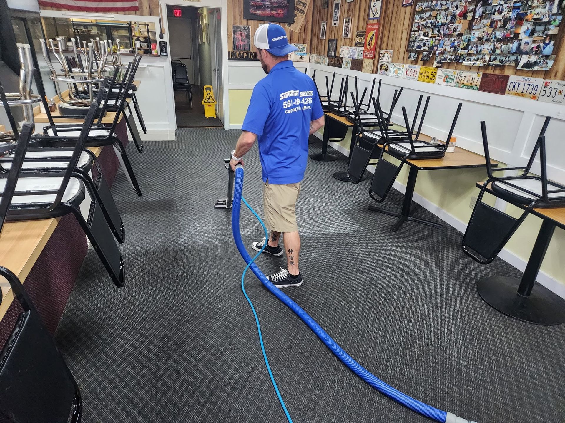 After hours commercial cleaning crew working overnight in Palm Beach County