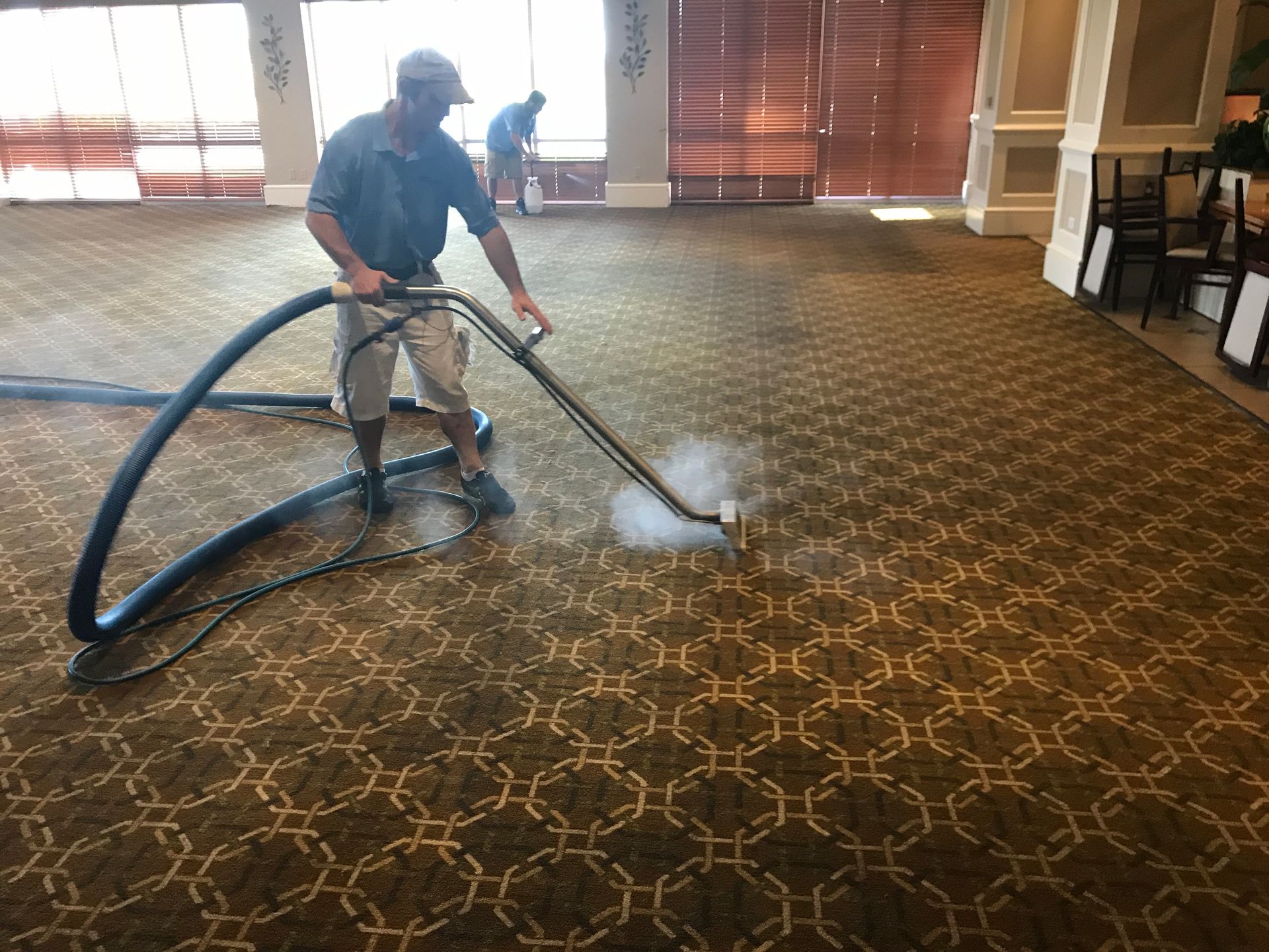 Commercial carpet cleaning in a West Palm Beach office after hours