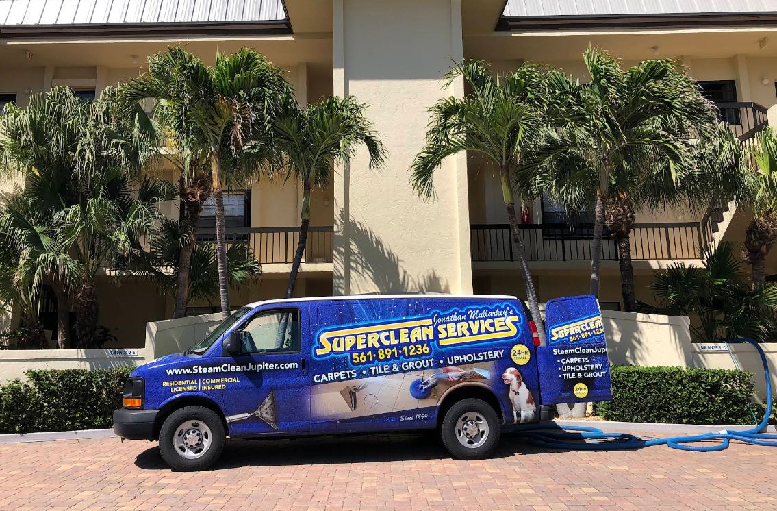 Commercial dining chair and booth cleaning in a Palm Beach County restaurant