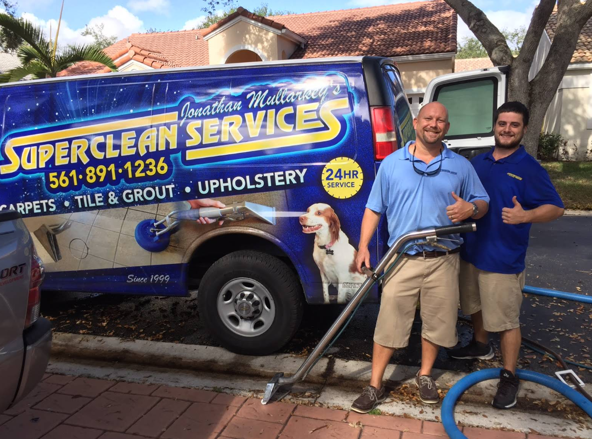 Truck mounted steam carpet cleaning in a Jupiter, Florida home