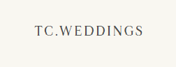 T.C. Weddings logo in elegant serif text on a light background
