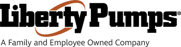 Liberty Pumps logo with text and a brown oval design.
