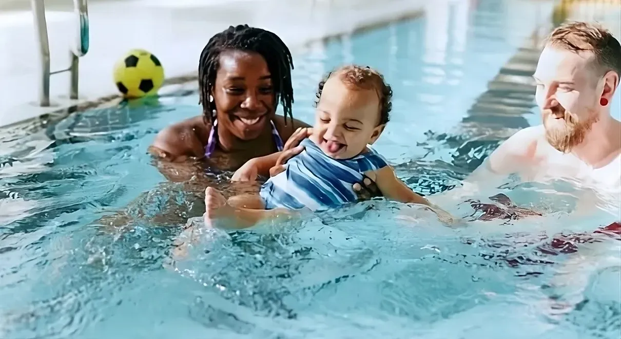 Small group of toddlers in swim class
