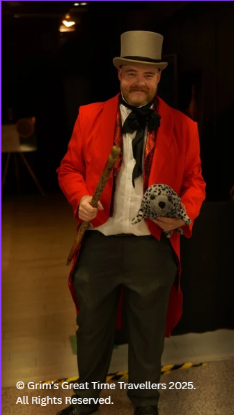 Frederick Hoffman, Music Hall Empressario greets visitors to Freshney Place Shopping Centre