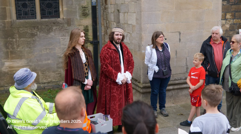 Bram Goudie as John Whitgift with Emma Lingard at Grim's Great Time Travellers Event