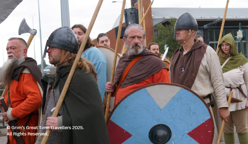Vikings march in the parade in Grim's town for a Havelok event