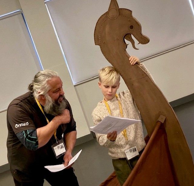 Havelok and Grim the Viking in Rehearsal for Grim's Great Jorvik Saga, written by Julia Thompson