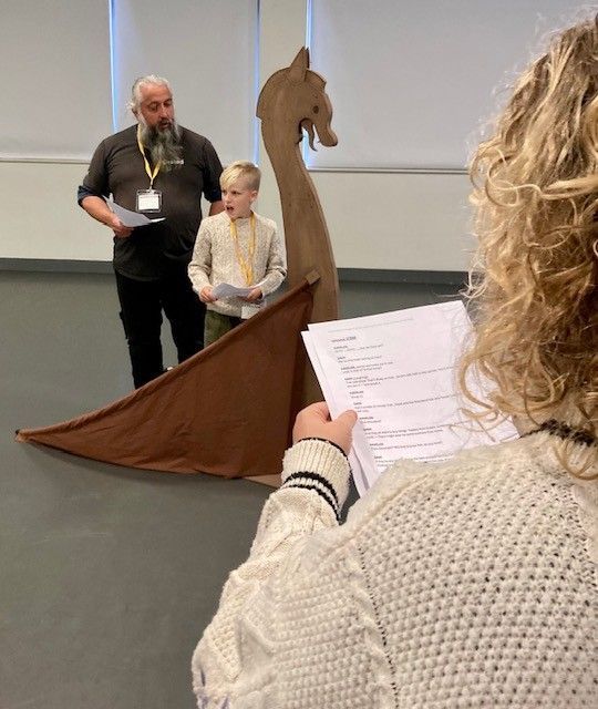 Havelok and Grim the Viking rehearse with Director Angela Pearson written by Julia Thompson