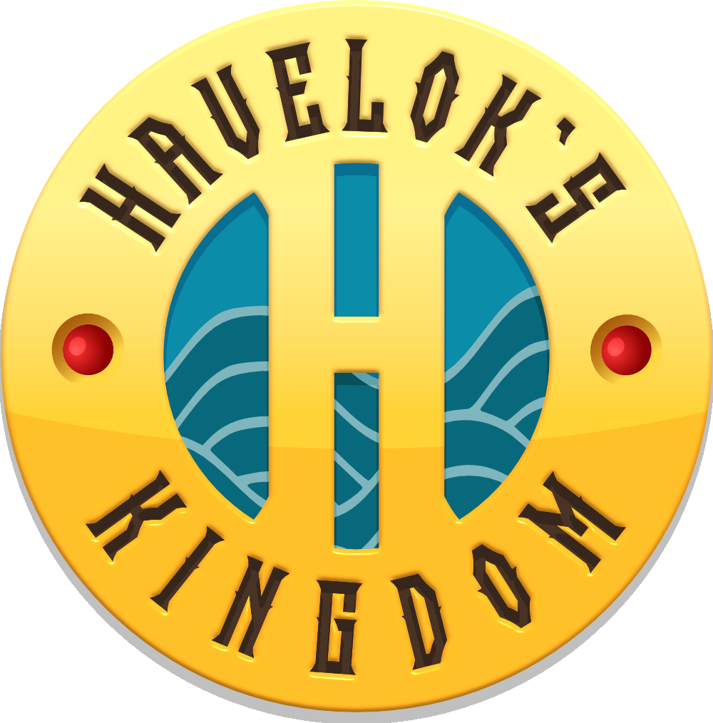 A yellow circle with the words havelok 's kingdom on it