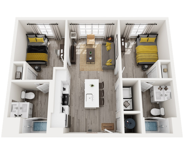 2 bedroom 2 bathroom  floor plan