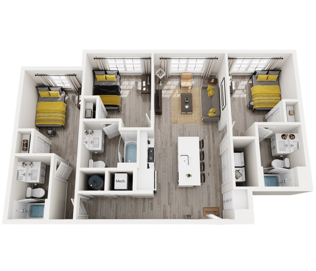 3 bedroom 3 bathroom floor plan