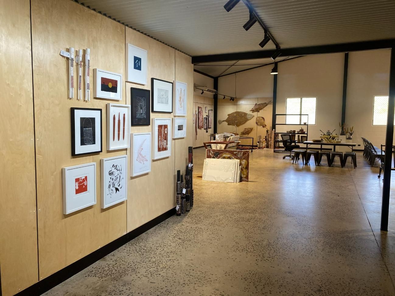 A Large Room With a Lot of Paintings on the Wall — Commercial Shop Fitout in Yarrawonga, NT