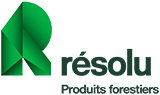 Un logo vert et noir pour une entreprise appelée resolu produits forestiers.