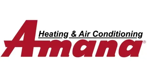 Amana Heating & Air Conditioning logo in red and black text on a white background