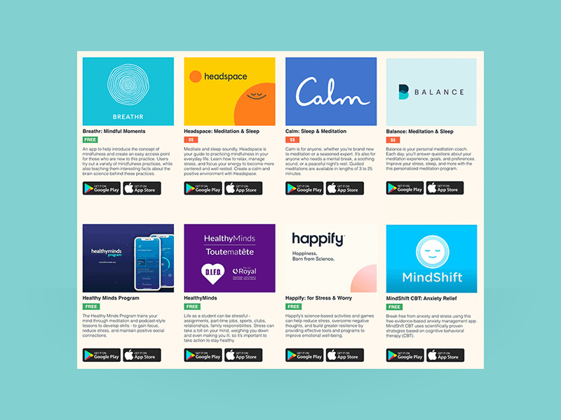 A screenshot of a website showing a variety of apps.