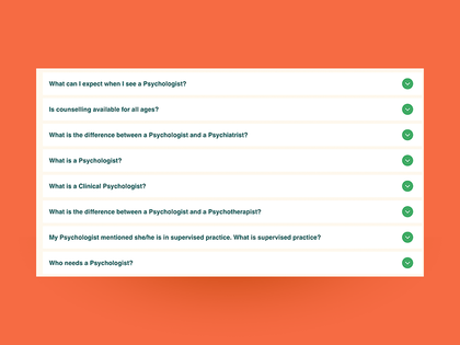 A list of questions about psychology on a red background.
