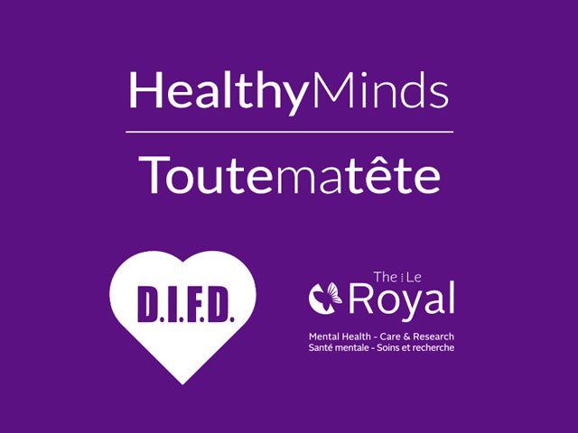 A purple background with the words healthy minds toutematete and d.i.f.d.