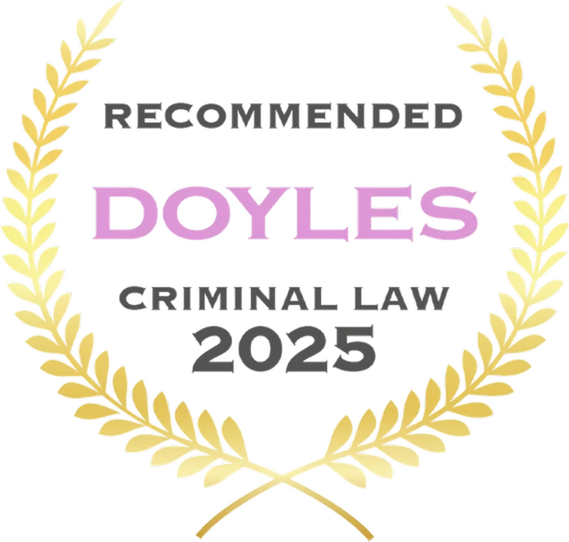 A badge that says recommended doyles criminal law 2025