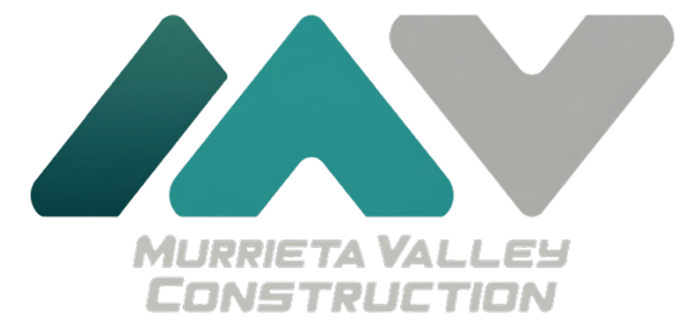 Murrieta Valley Construction logo with teal and gray geometric lettering