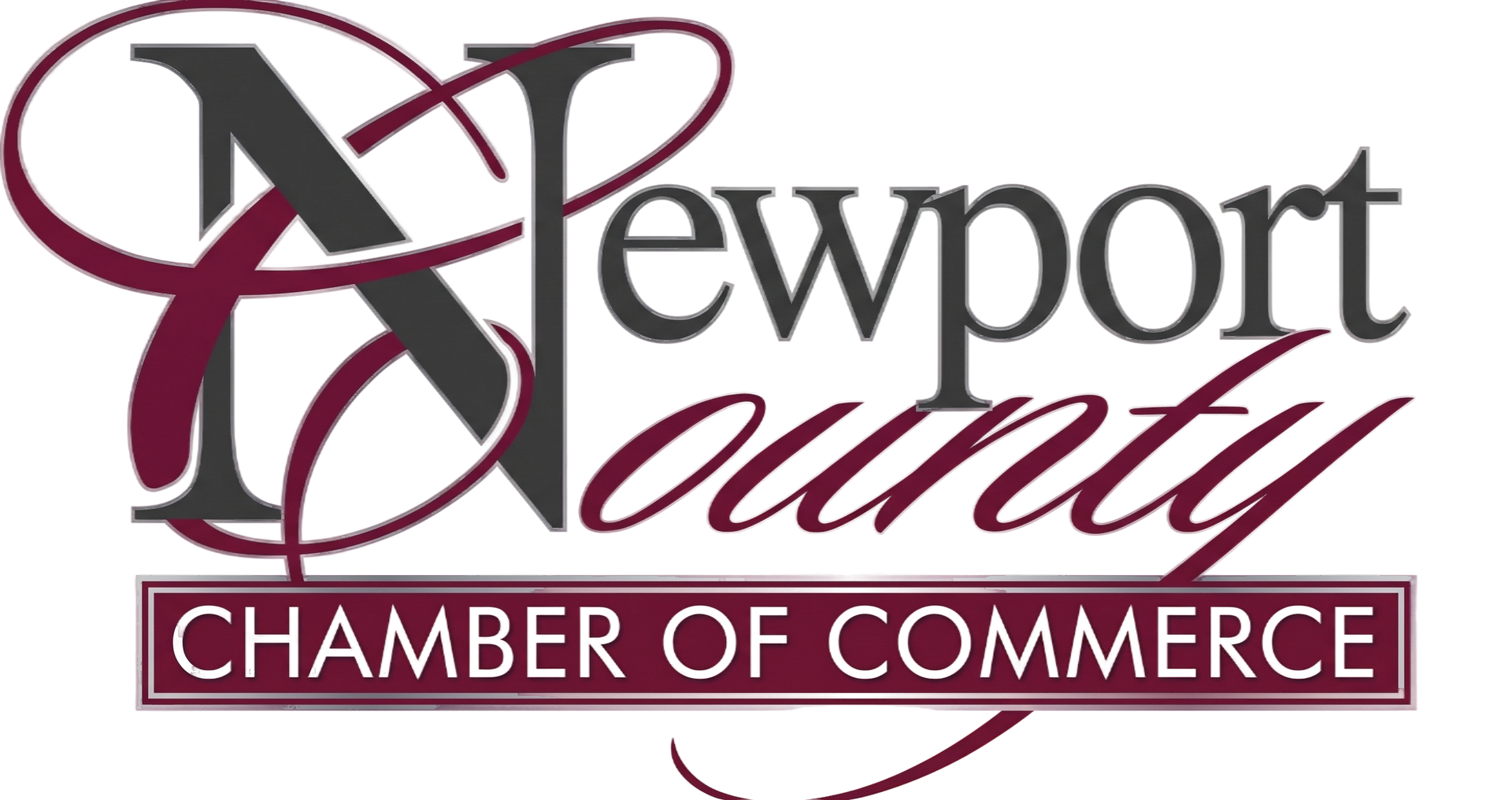 Newport County Chamber of Commerce logo in black, maroon, and white