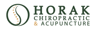 Horak Chiropractic & Acupuncture logo with green circular spine icon and gray-green text