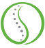 Green circular logo with a white center and a dotted curved line inside.