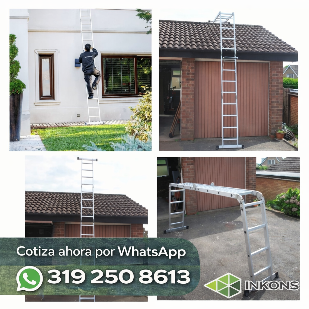 Escalera plegable multifuncional de aluminio para trabajos en altura, mantenimiento y construcción 