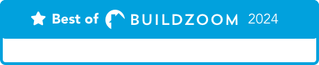 A blue sign that says best of buildzoom 2024