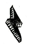 A black and white drawing of a toothbrush on a white background.