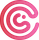 Pink circular logo with 