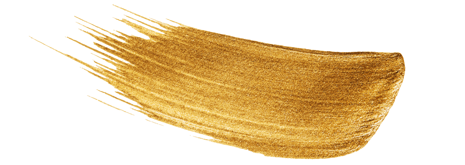 A close up of a gold brush stroke on a white background.