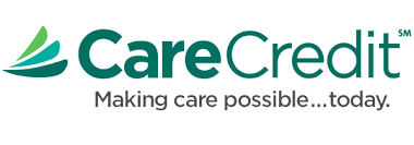 CareCredit logo: teal text and logo,