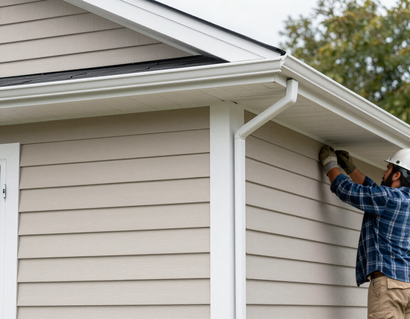 Siding and fascia installation on a house exterior.
