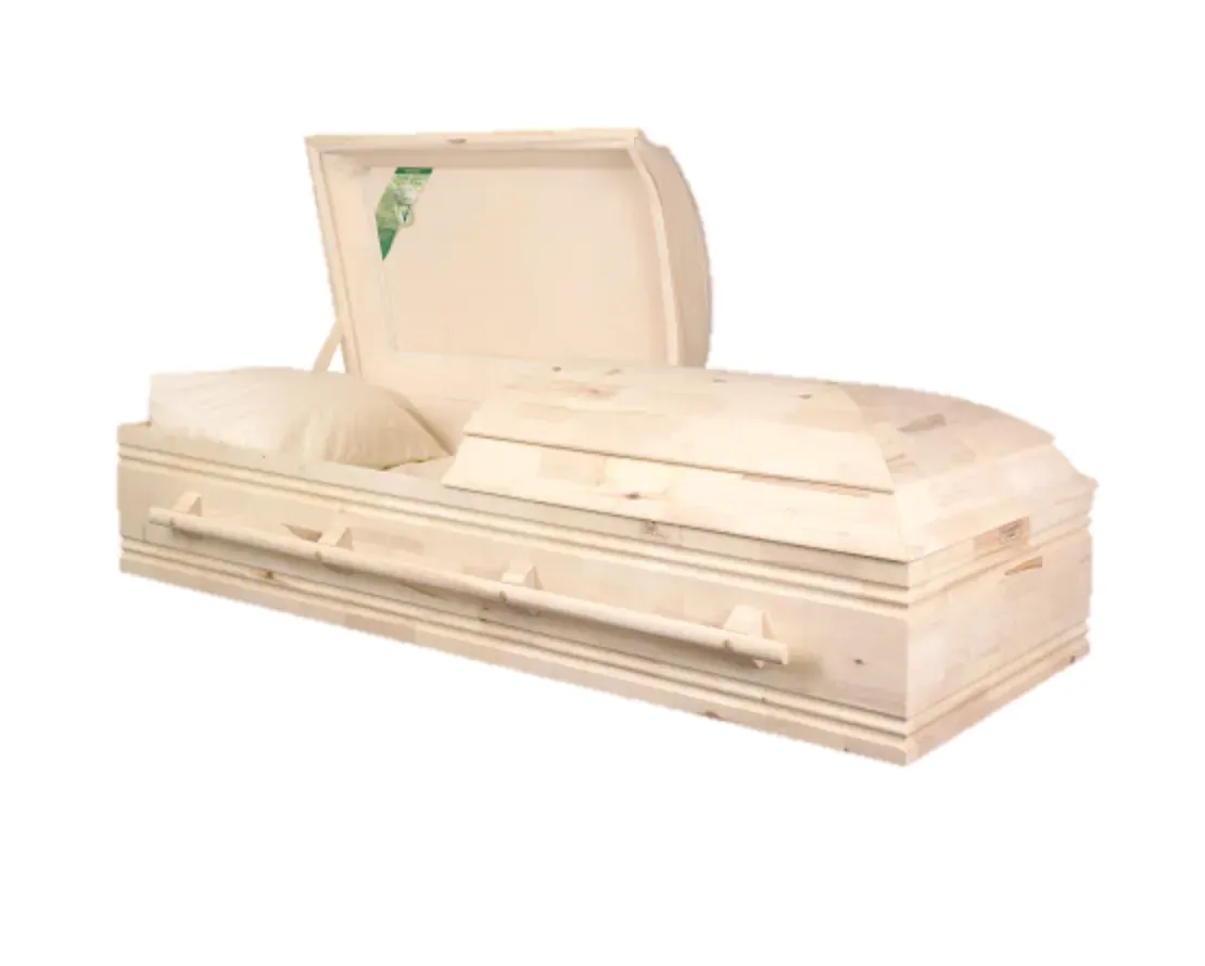 Natural pine green burial casket
