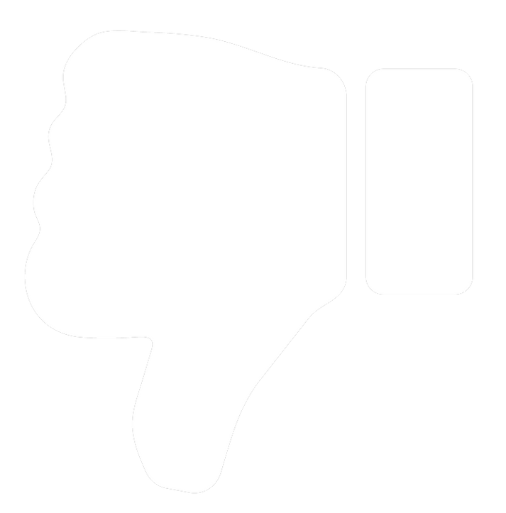 White thumbs-down icon, indicating disapproval.
