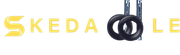 Logo of "SKEDALE" with black gymnastic rings.