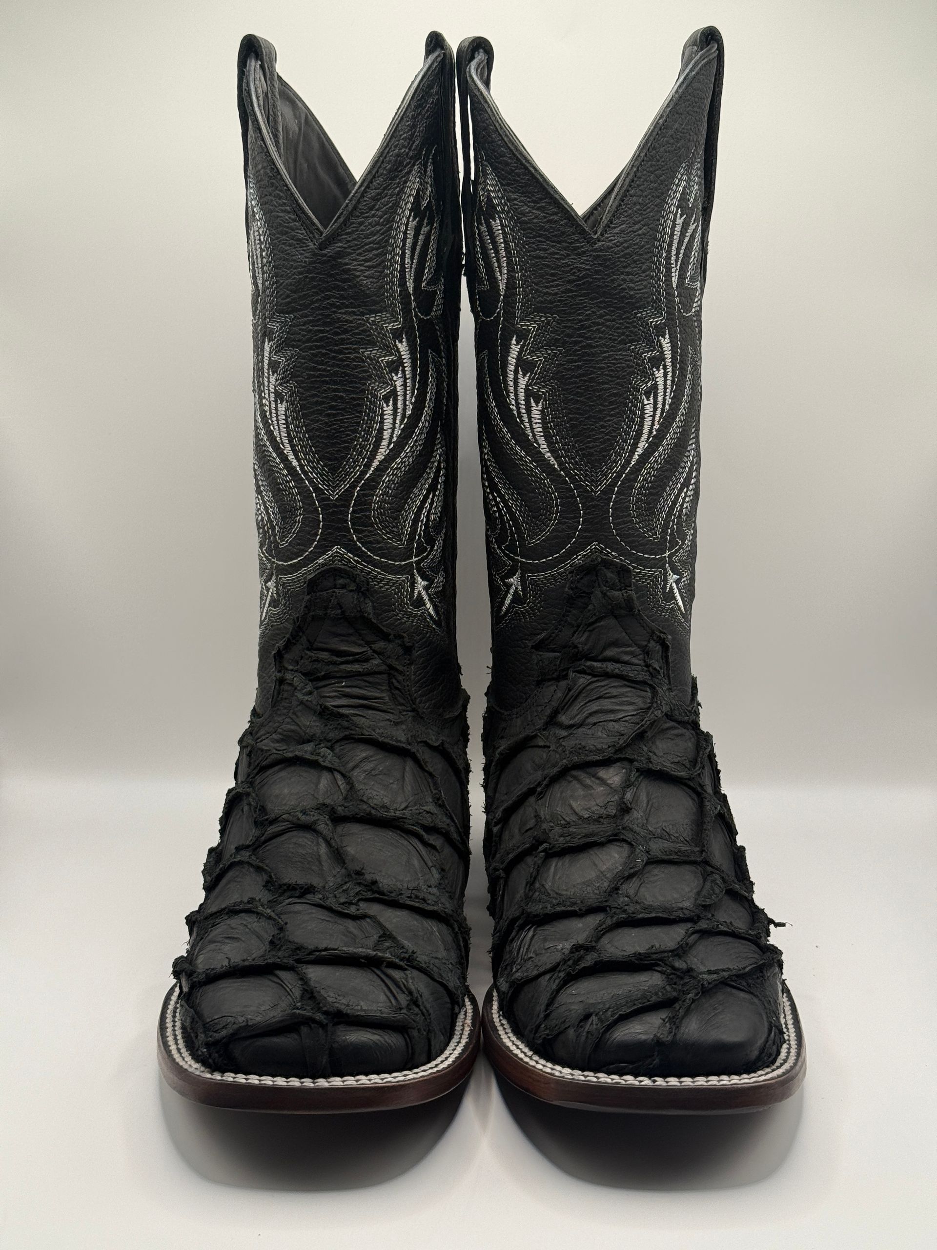 Men's Matte Black Exotic Pirarucu Cowboy Boots