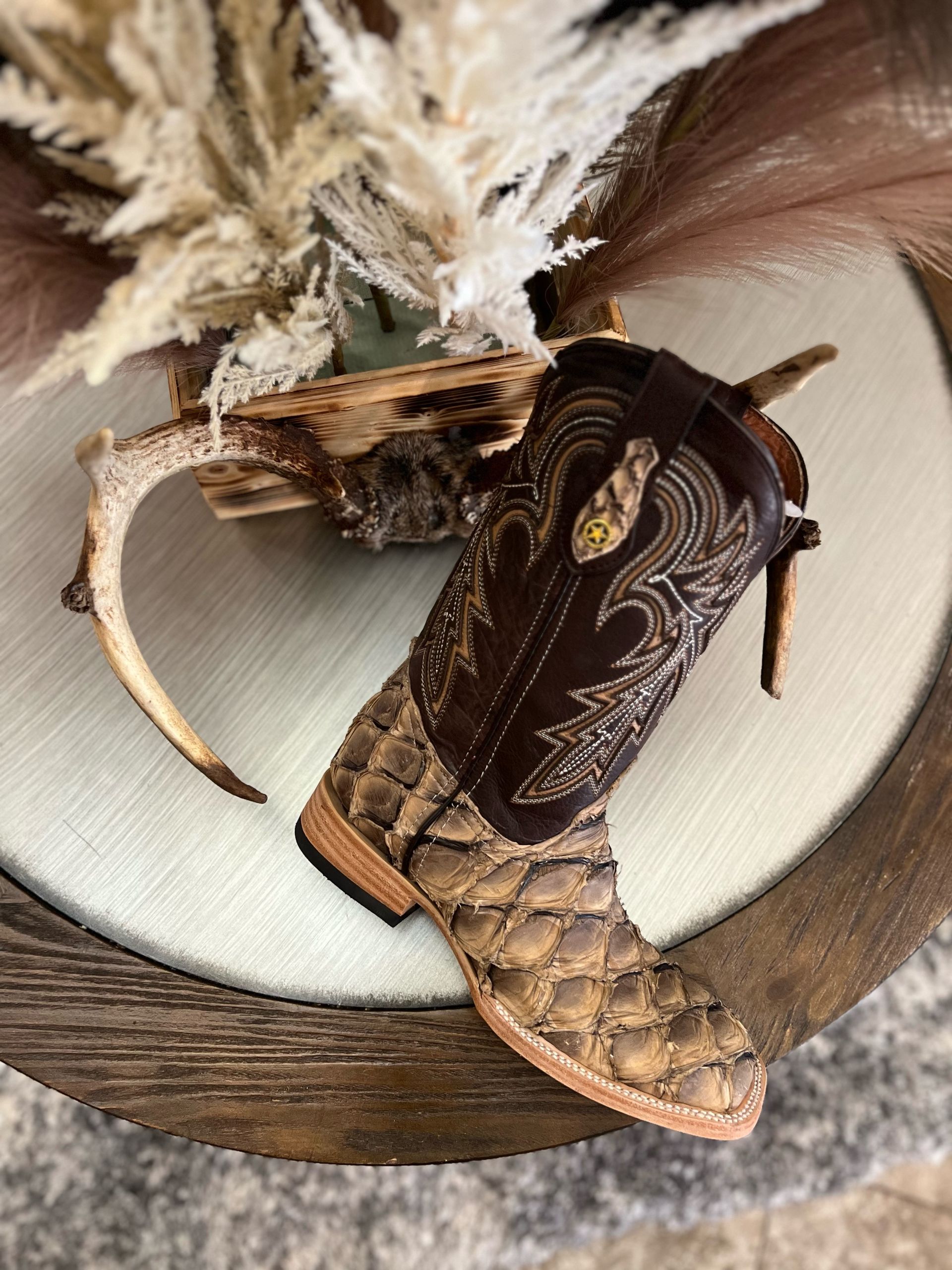RR Western Iced Coffee Exotic Pirarucu Cowboy Boots