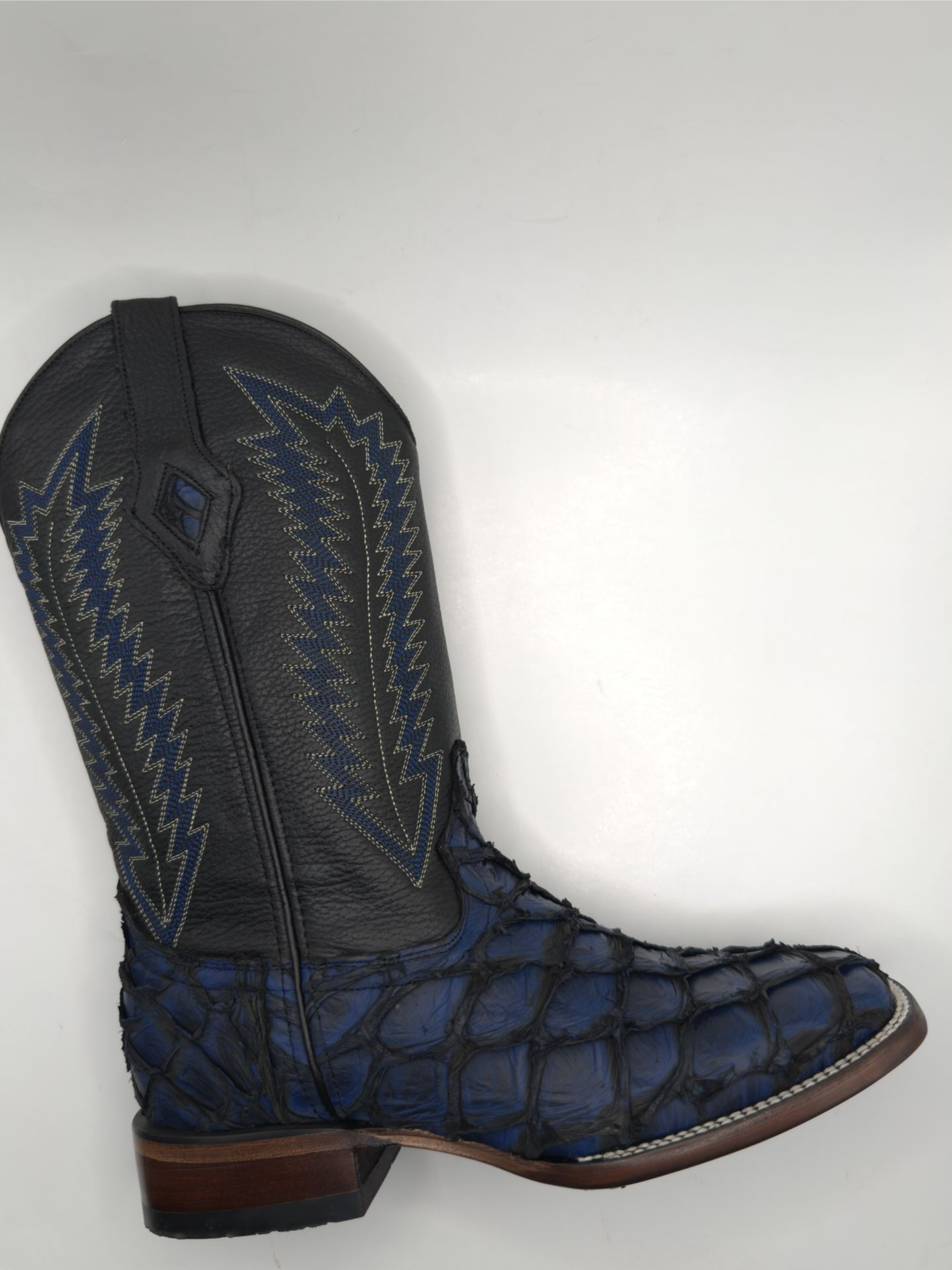 Men's Electric Blue Exotic Pirarucu Cowboy Boots