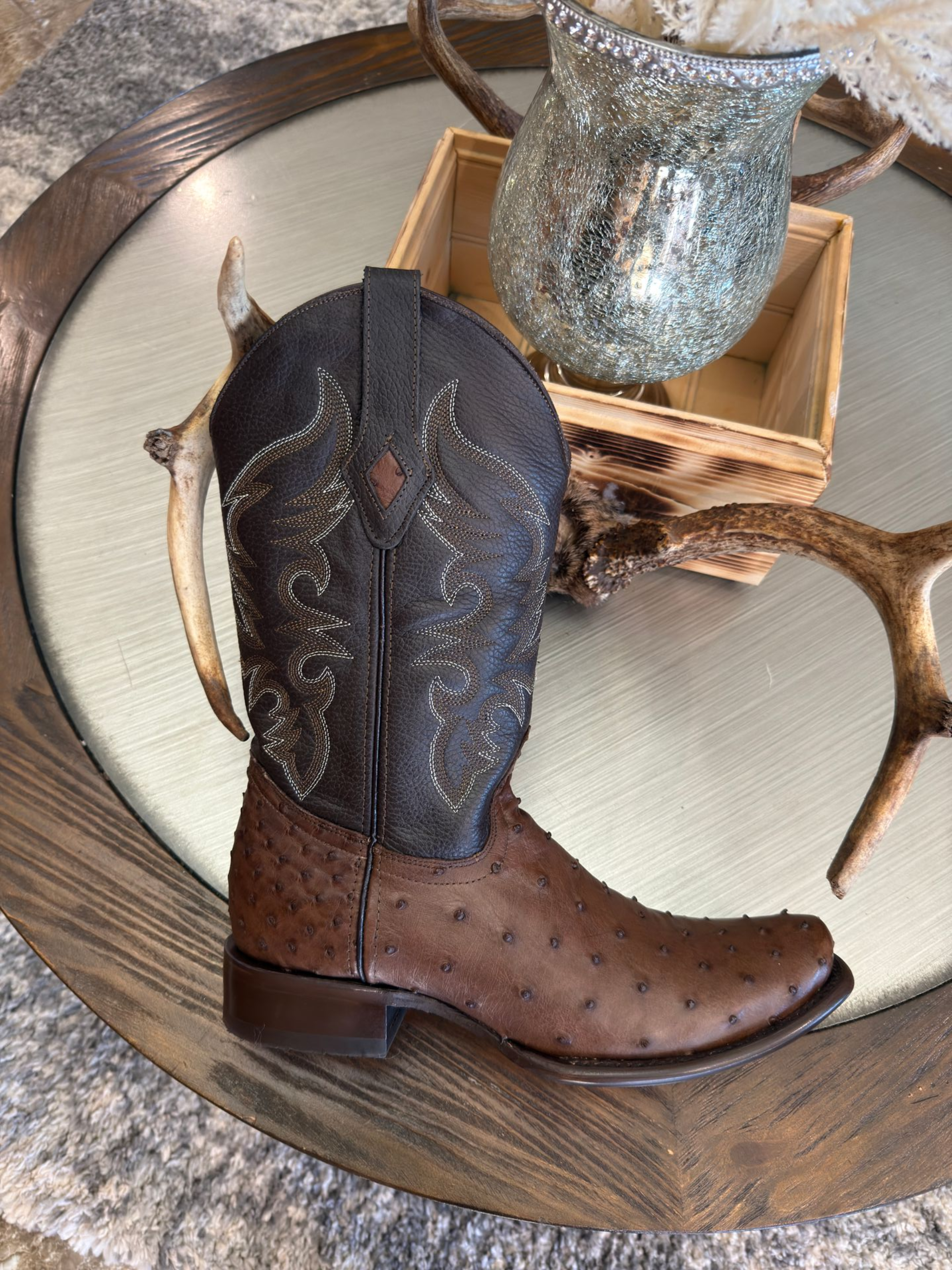 Men's Exotic Ostrich Tobacco Cowboy Boots JW Ranch