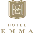 Logo for Hotel Emma: gold shield with stylized 