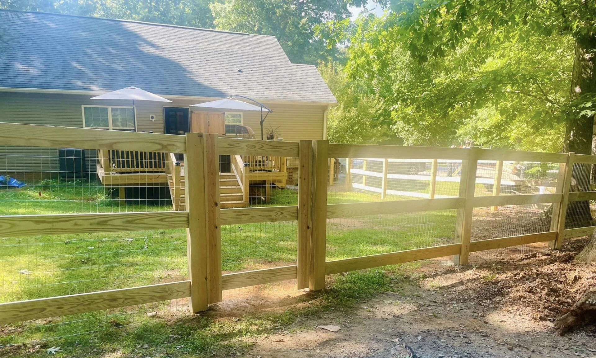 wood fence around home
