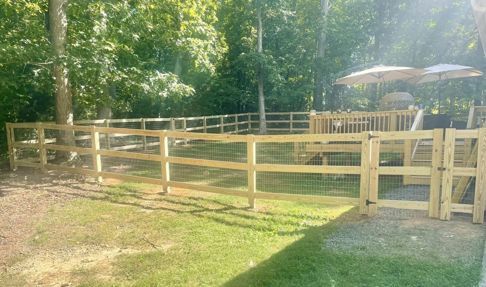 wood fence with wire fencing