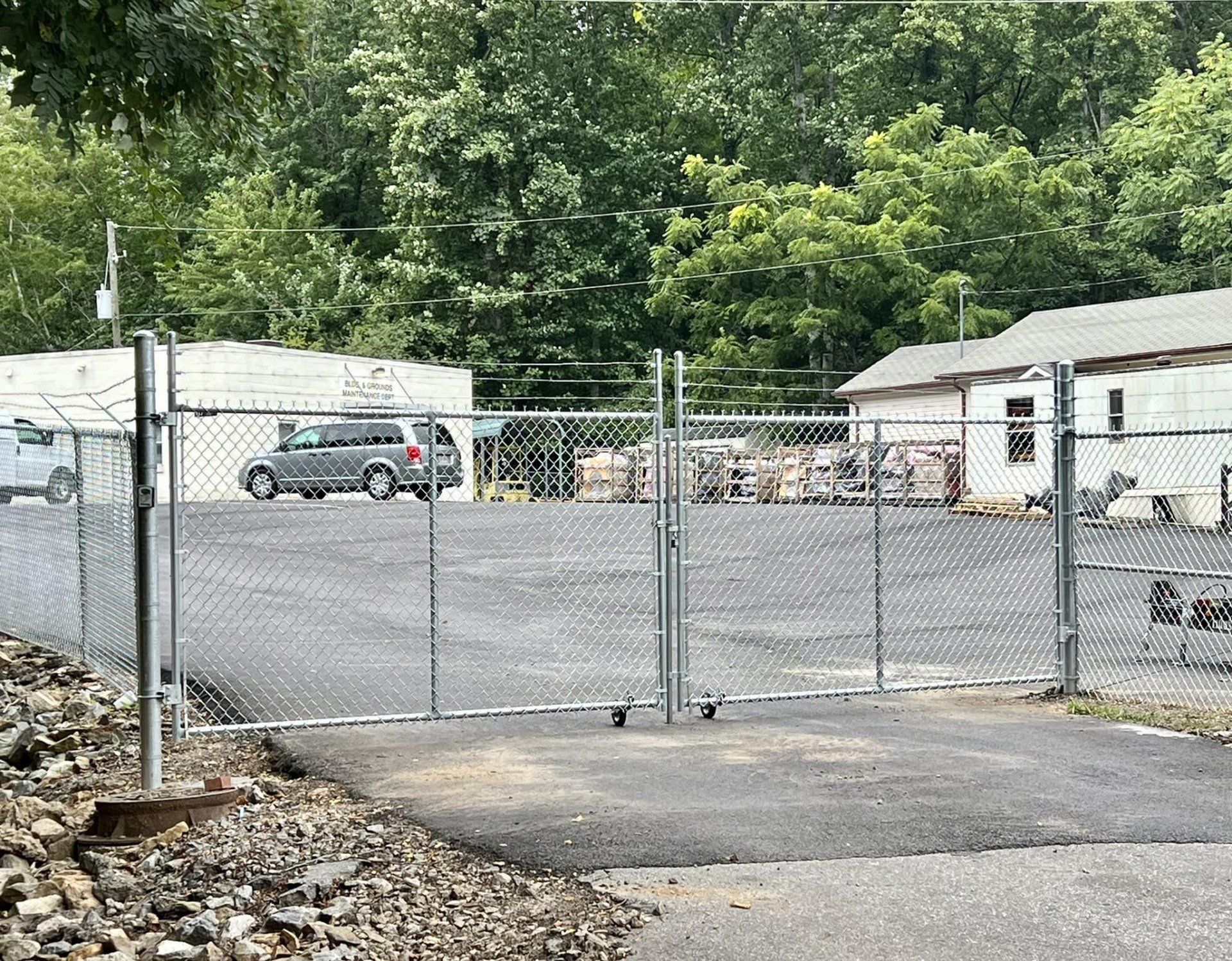 chain link gate securing business lot
