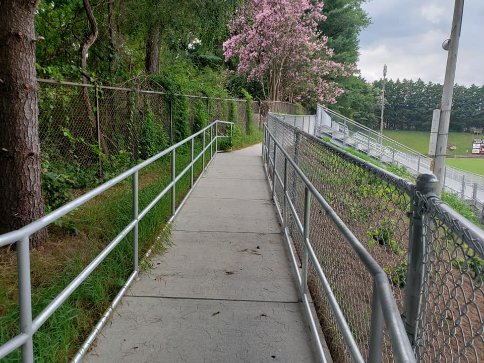 walkway and chain link fence