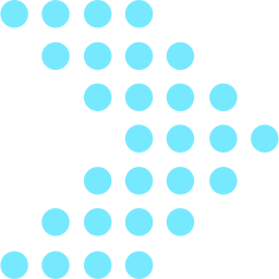 A light blue arrow icon formed by a pattern of 21 dots on a white background.