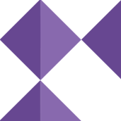 A geometric pattern of purple triangles arranged on a white background.