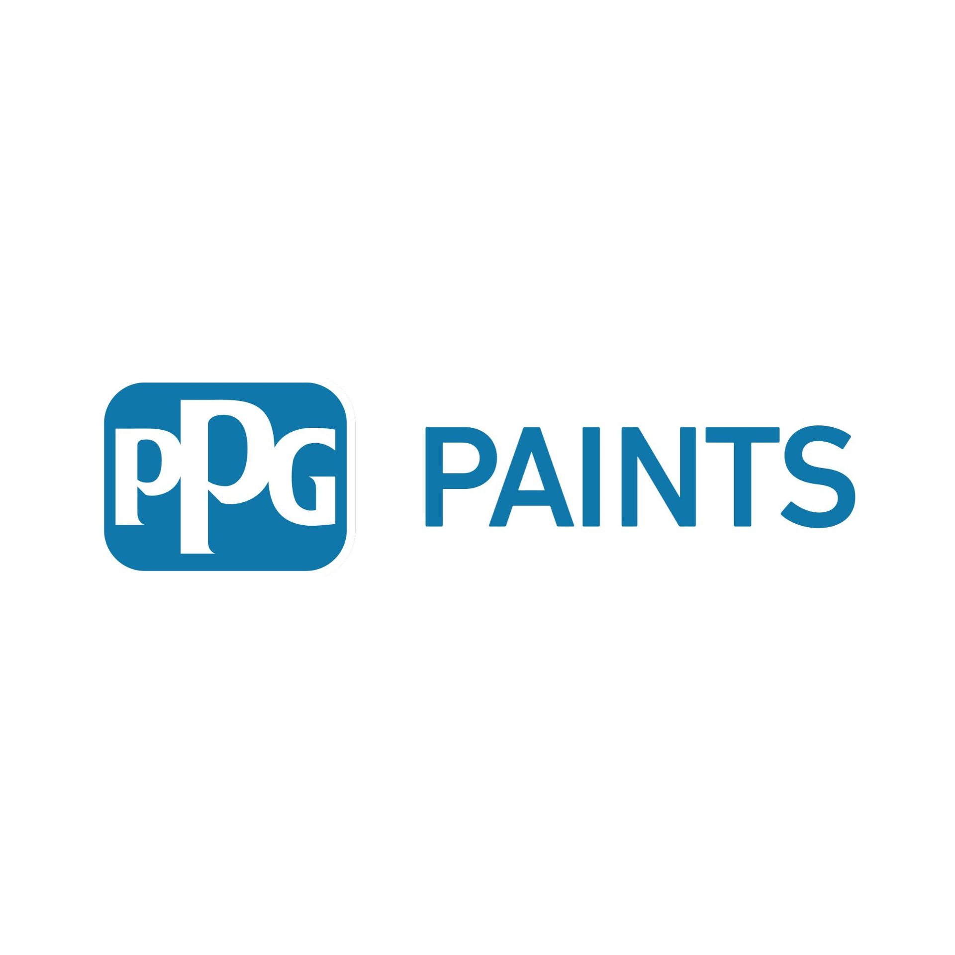 The ppg paints logo is blue and white on a white background.